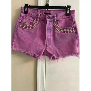 Levi’s riley pink studded cutout denim shorts Barbie core medium